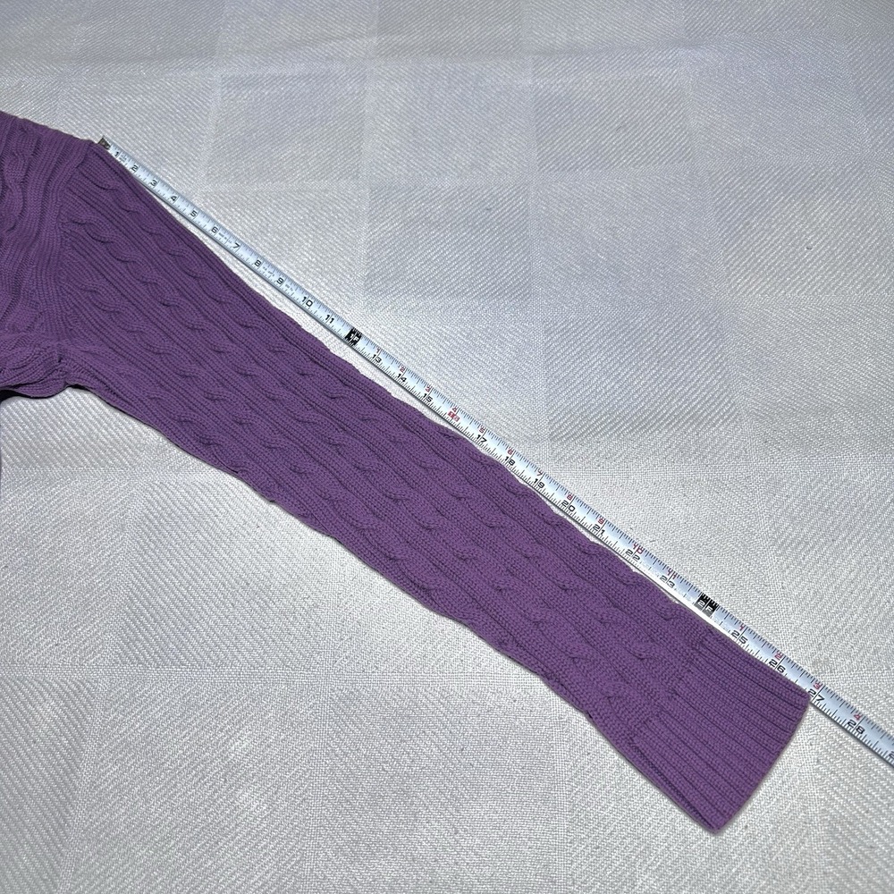 LL Bean Cable Knit Cardigan Sweater Womens Large Purple Cotton‎ Cottagecore - Picture 9 of 9